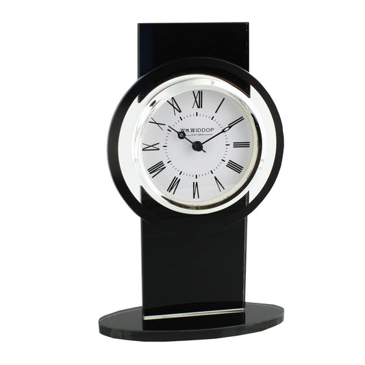 Black and Silver Glass Mantel Clock