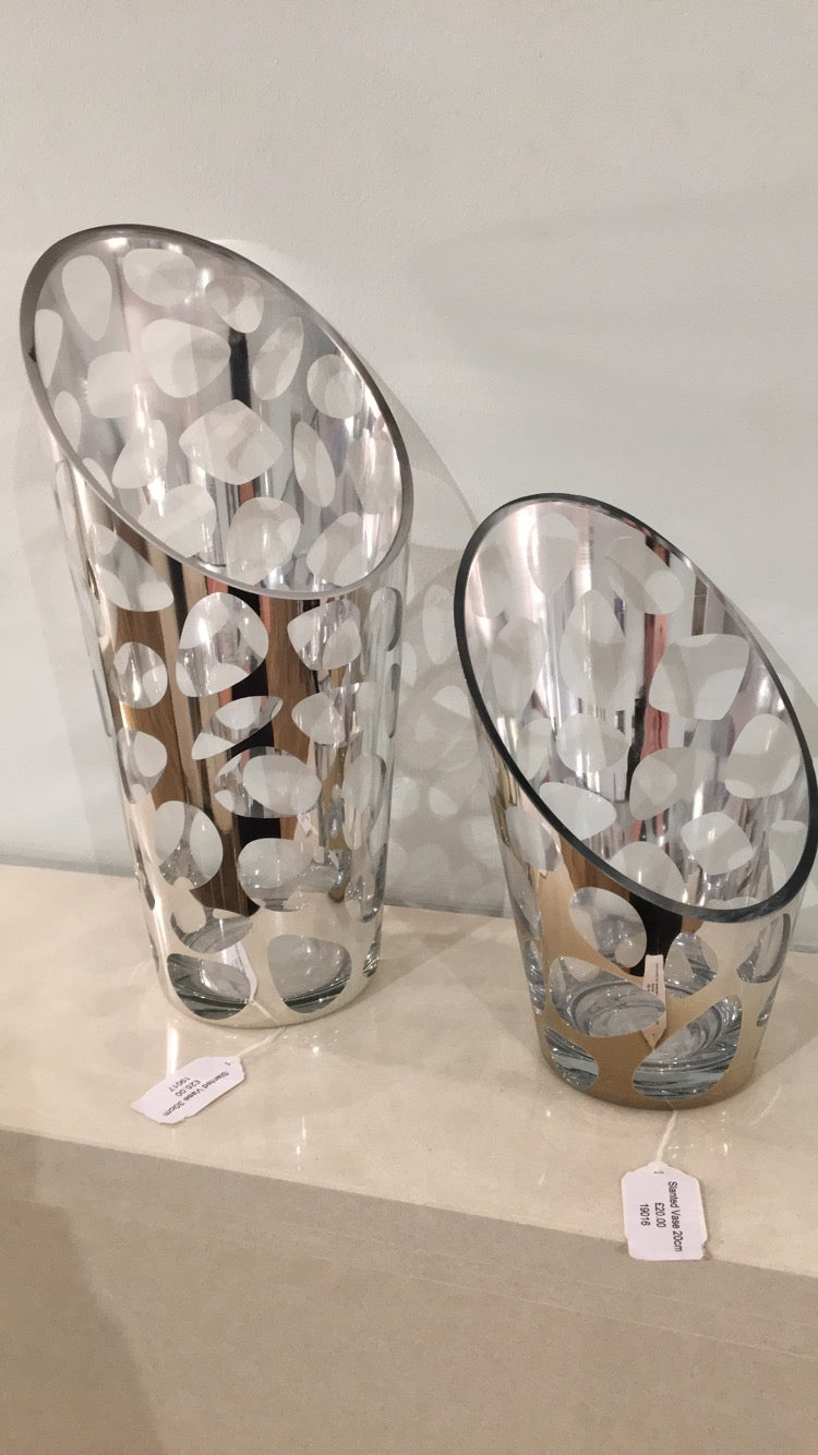 Slanted vase pair