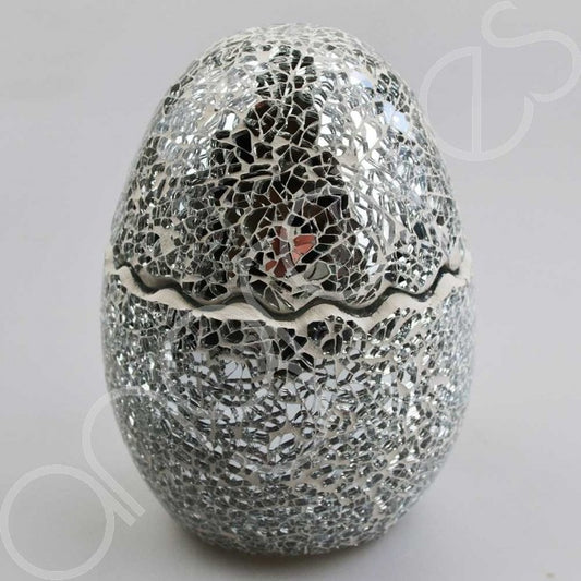 Mosaic Egg Candle Holder - Silver and Gold