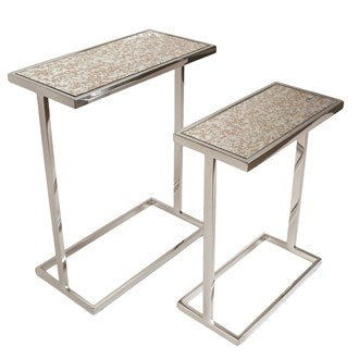 Oblong Mottled Gold Table cm Set of 2