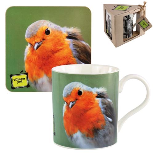 Peeking Robin Coaster and Mug Set