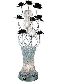 Silver Floor Lamp with Brown Flowers